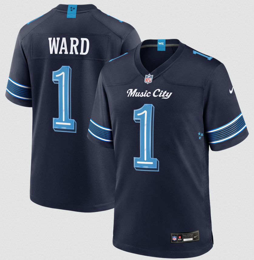Men Tennessee Titans #1 Cameron Ward Nike Navy NFL 2026 Rivalries Collection Game Jersey